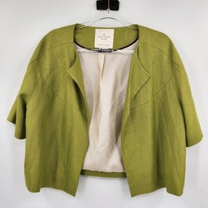Kate Spade Micah Cropped Blazer Jacket Womens Size 8 Moroccan Green 3/4 Sleeve